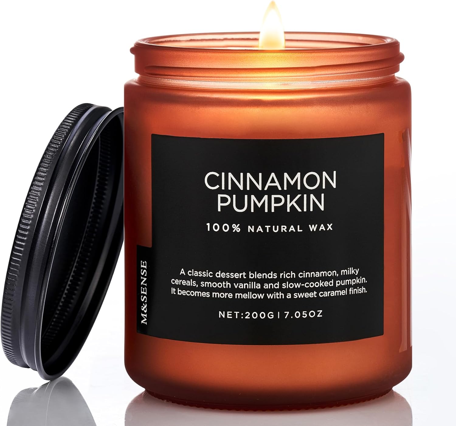 M&SENSE Cinnamon Pumpkin Fall Scented All Natural Soy Wax Candles for Home Scented, Cotton Wick Autumn Long Burning 7.05oz 50 Hours Burn Time, Jar Candle Gift for Thanksgiving