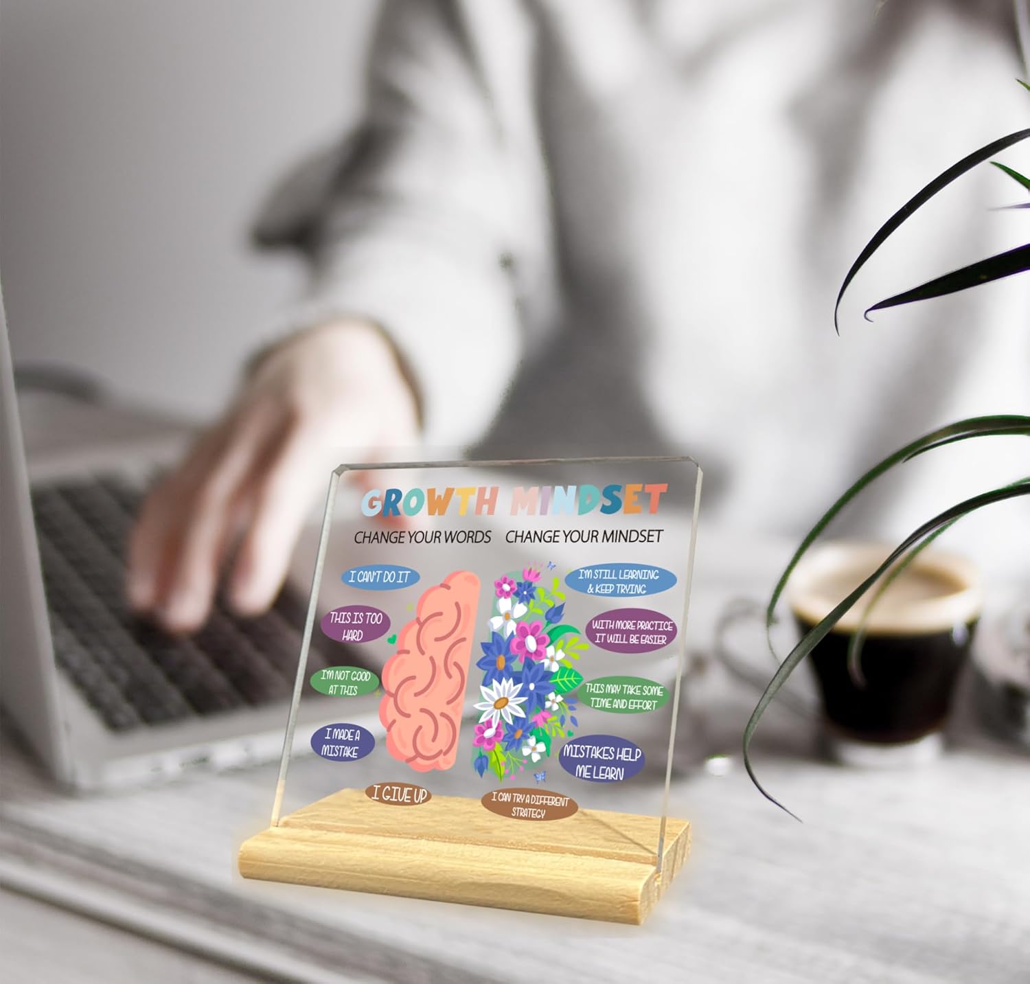 Change Your Words Change Your Mindse Inspirational Acrylic Desk Decorative Sign, Motivational Desk Decor for Office Home - Image 4