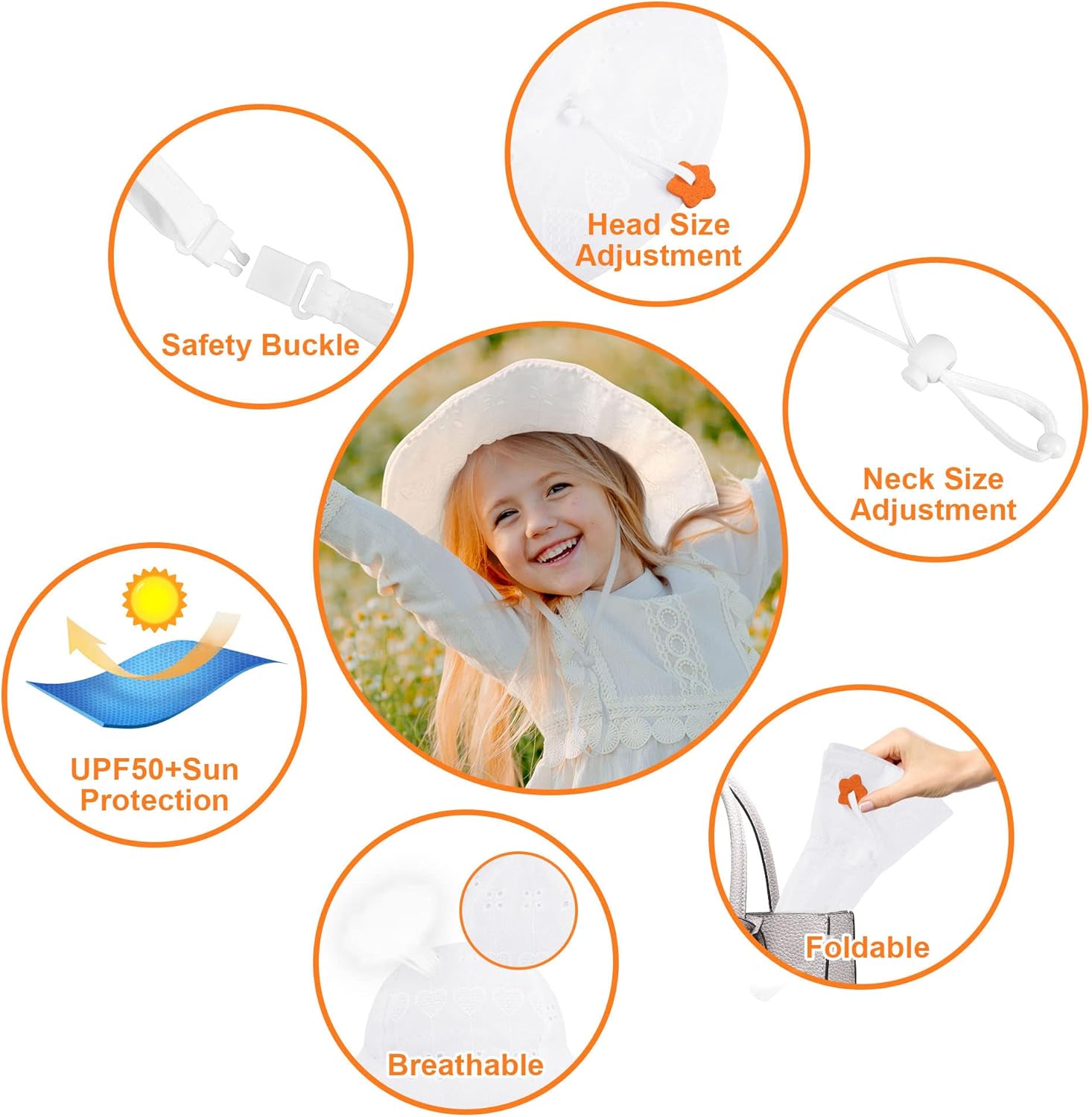 SimpliKids UPF 50+ UV Ray Sun Protection Wide Brim Baby Sun Hat 1pack_white Heart 0-12 Months image 3 of 7 B0CWLBRYNT