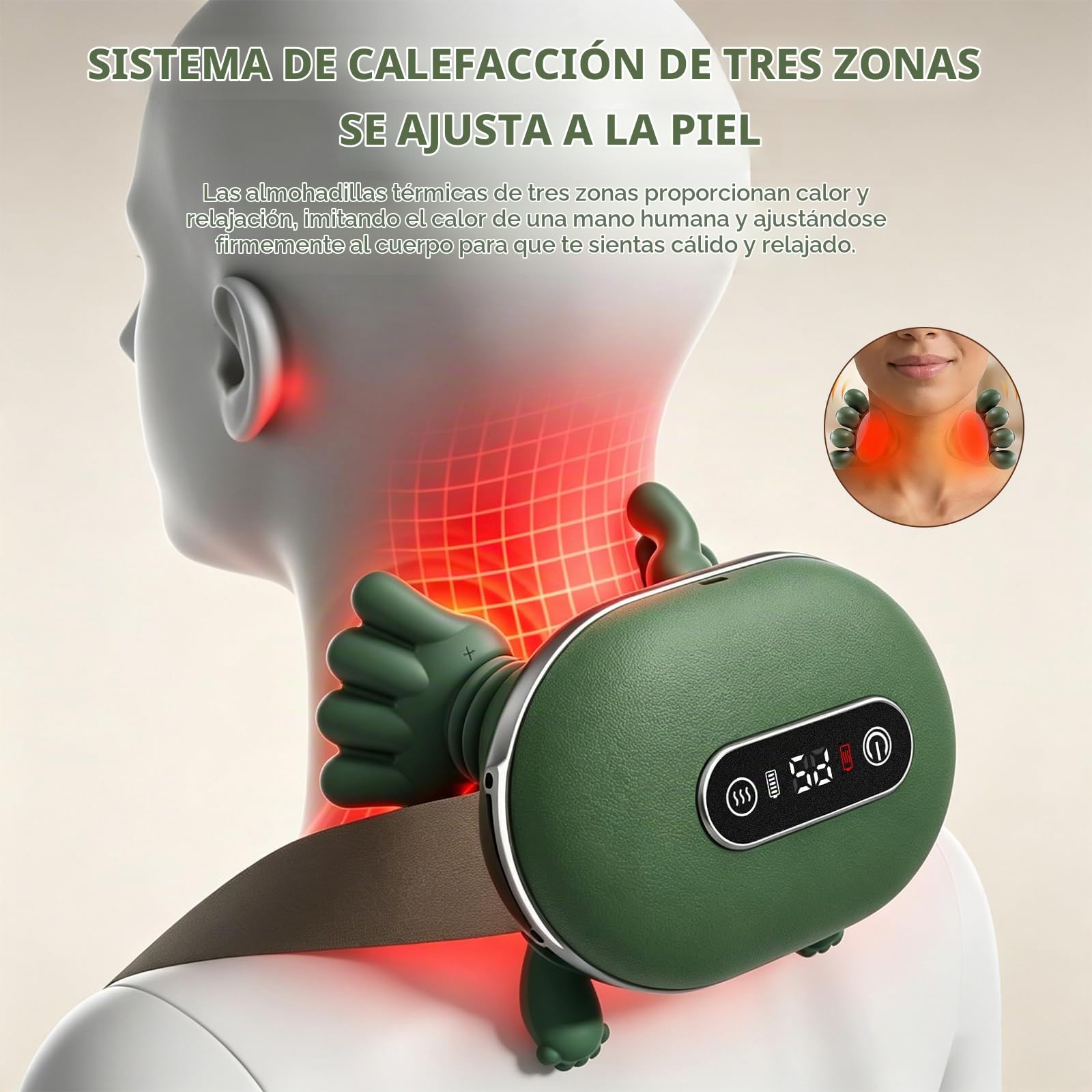 Masajeador Cervical y Espalda con Calor,4D Masajeador Cervical con Mando a Distancia 5 Niveles de Intensidad y 2 de Calor Masajeador de Cuello Masaje Profundo para Relajar Músculos