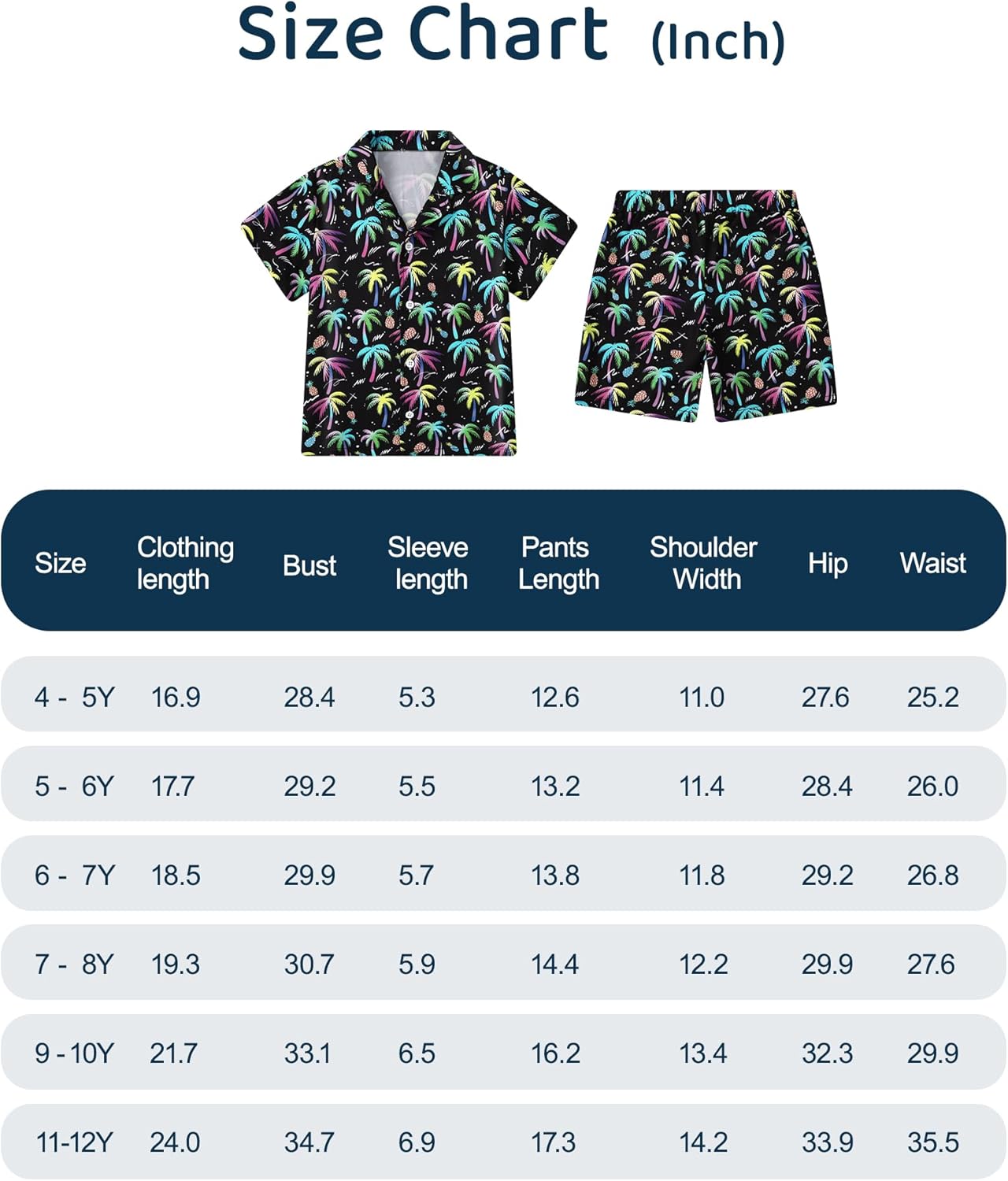 ZOEREA Boys Hawaiian Outfit 3Pcs Kids' Summer Beach Clothes Set Luau Tropical Shirt Top +Shorts + Hat for Children 4-12 Year - Image 9