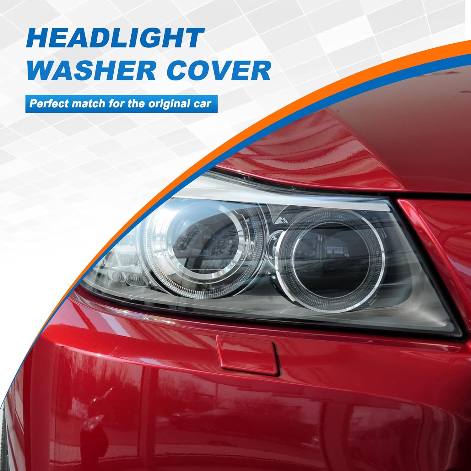 Front Bumper Headlight Washer Nozzle Cover Cap Fit for BMW 3 Series E90 E91 2009 2010 2011 61677211209 61677211210 (Silver, Right Passenger Side)