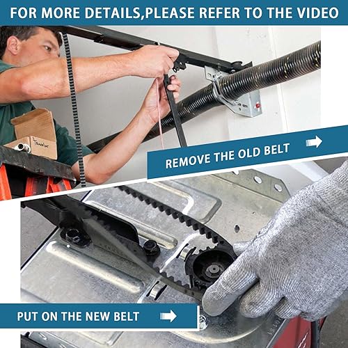 Vista 29 de Correa de transmisión 41A5434-13A, correa de apertura de puerta de garaje de 257 pulgadas 41A5434-13 para puertas de garaje de 8 pies de alto