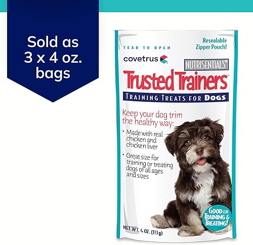 Miniatura 2 de Covetrus NutriSentials Trusted Trainers - Golosinas suaves para perros pequeños, medianos y grandes, sabor a pollo, paquete de 3, 4 onzas