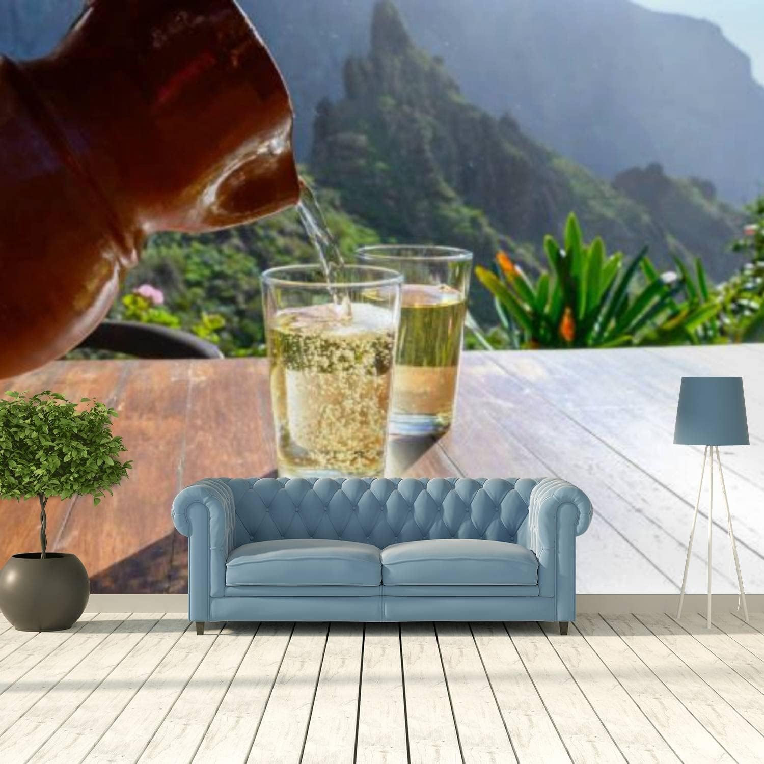 Papier peint peel and stick 3D boissons vacances amovible et lessivable pour fond TV