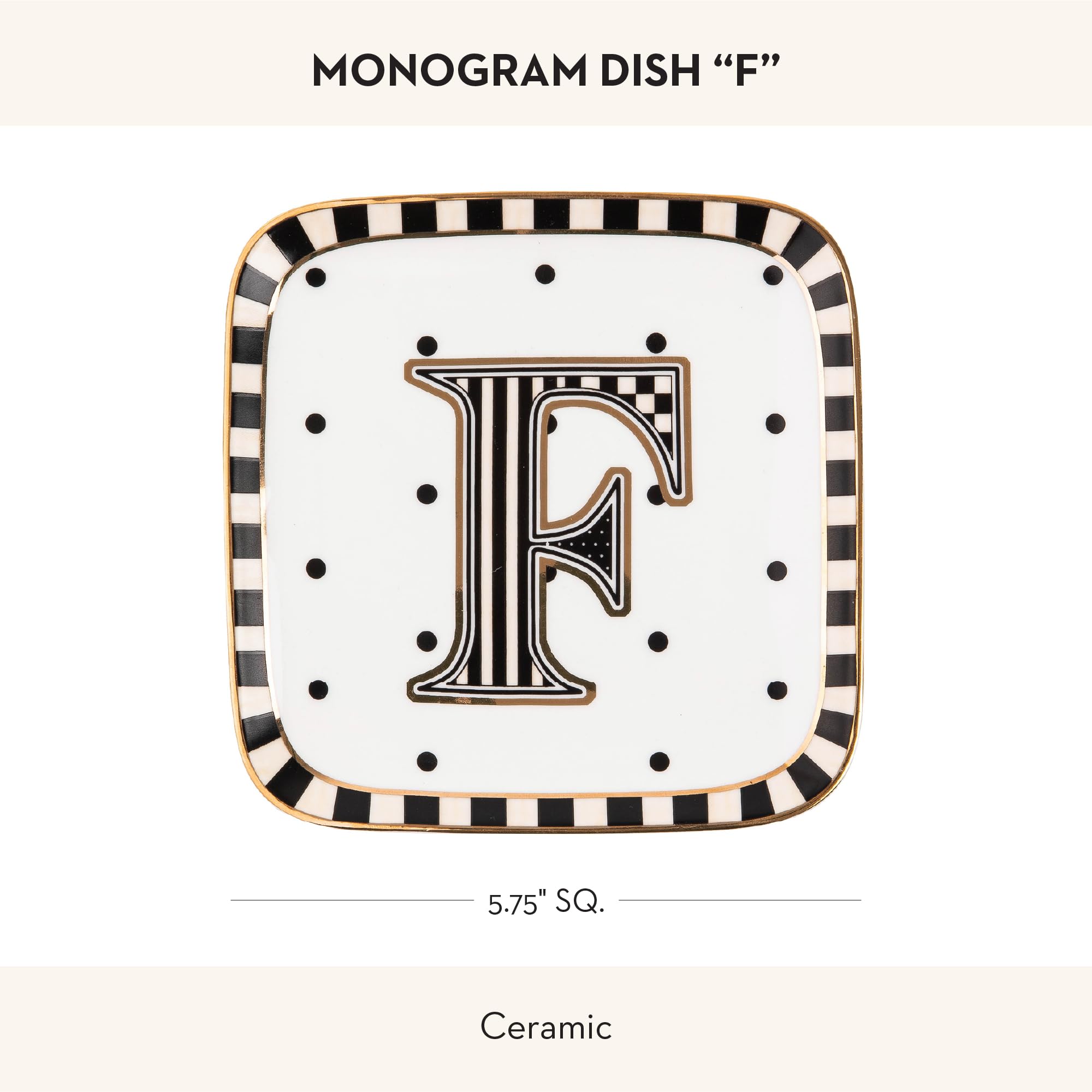 Amazon.com: MACKENZIE-CHILDS Ceramic Monogram Dish, Decorative