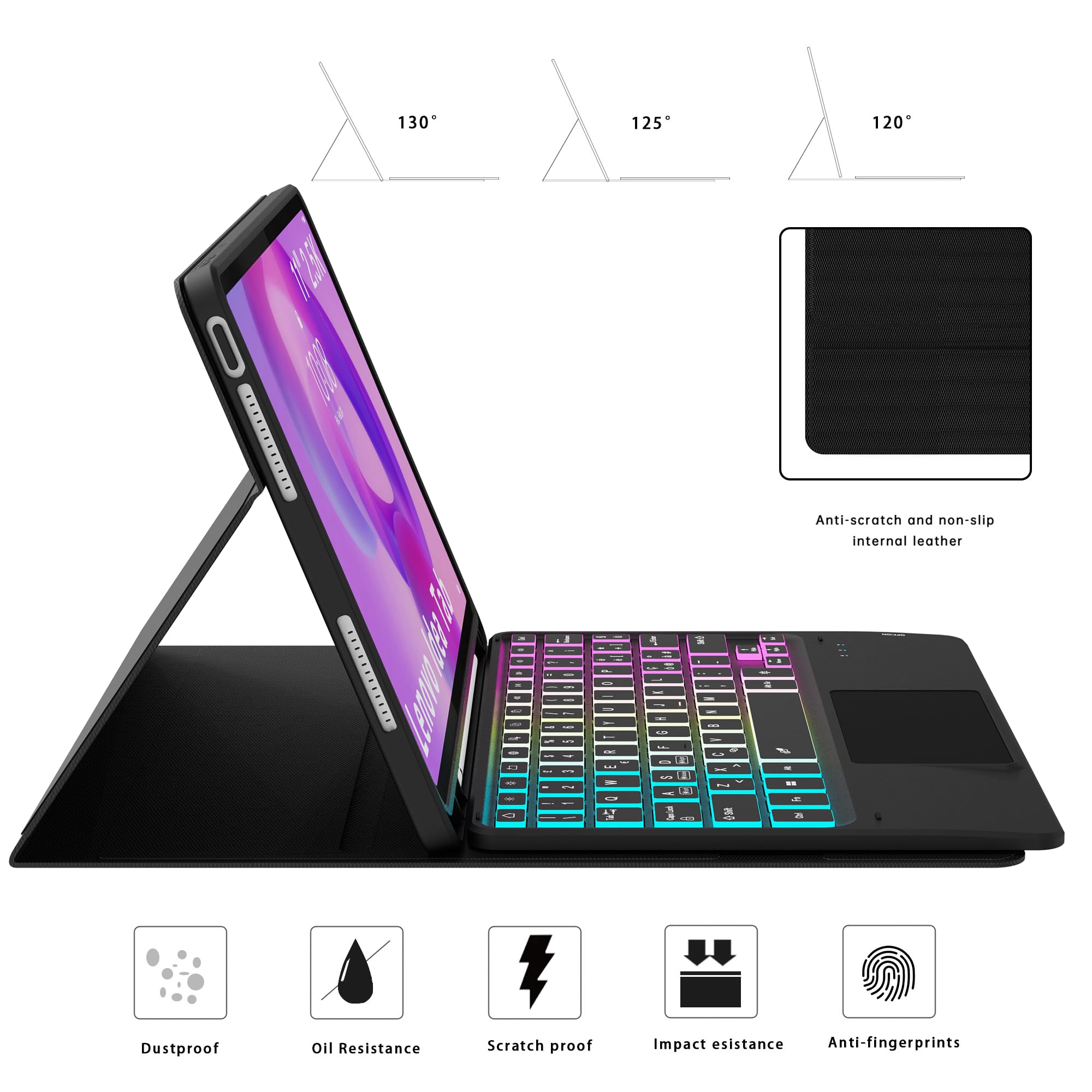 Custodia con tastiera per Lenovo Idea Tab 11 pollici 2025: tastiera retroilluminata 7 colori con trackpad Intelligente - Lenovo Tab M11 2024 tastiere wireless rimovibile con Layout italiano QWERTY