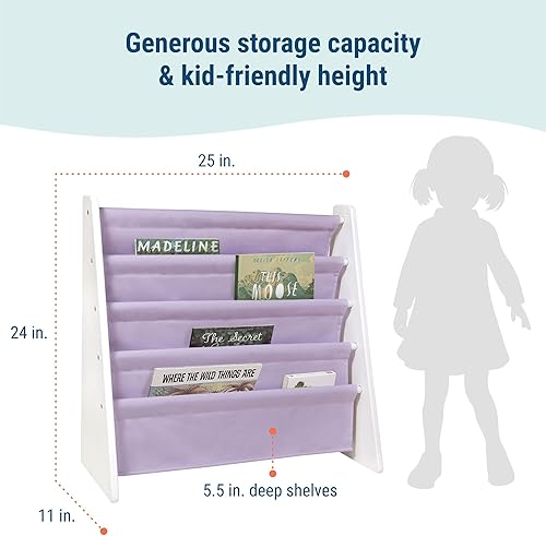 Miniatura 27 de Wildkin Estantería de madera para niños, diseño de lona premium con 4 estantes de tela, organizador para el hogar o el aula, natural con aguamarina