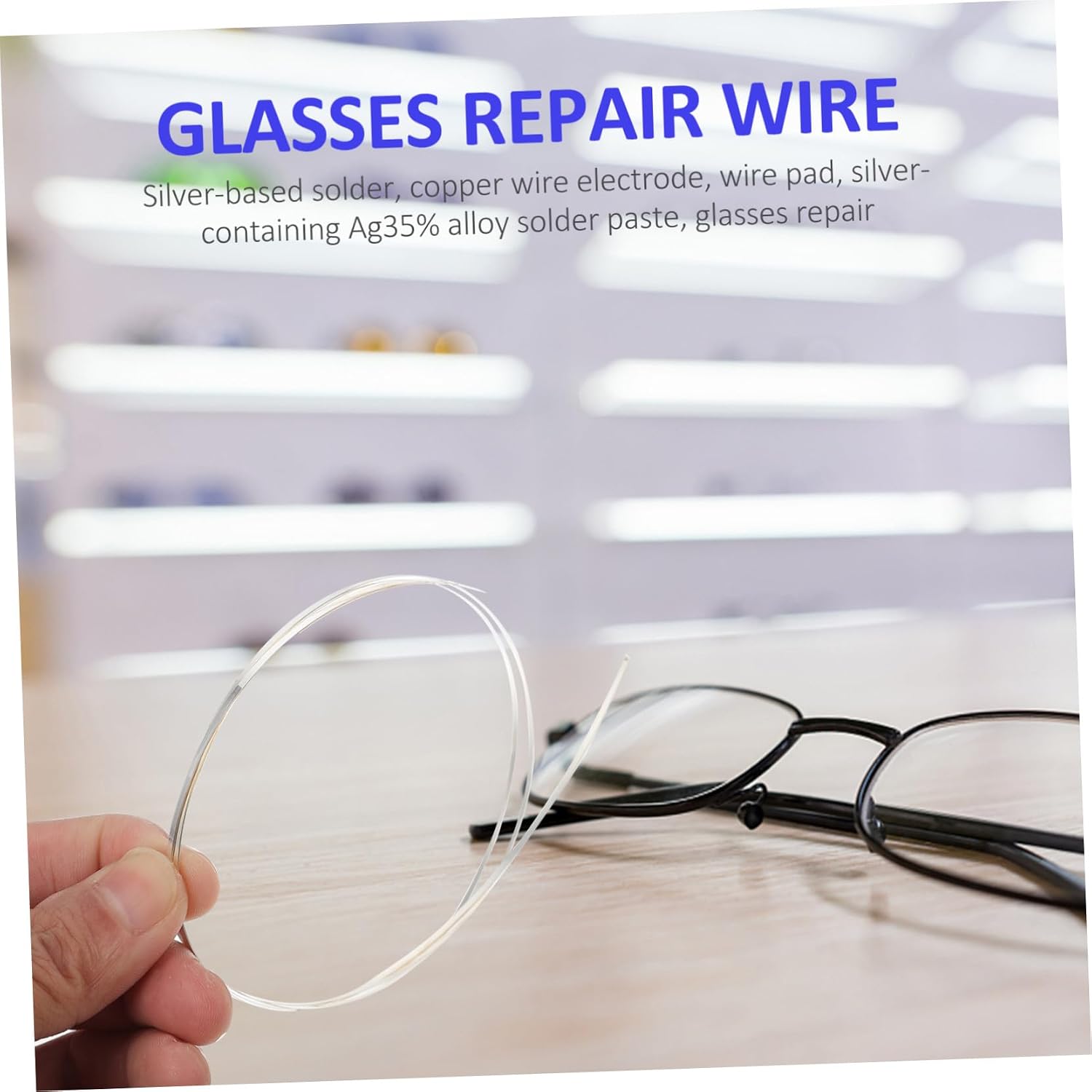 TEHAUX Silver Welding Bar for Glasses Repair 35% Silver Alloy Welding Wire Easy to Use Compatible Eyewear 2-Piece Set