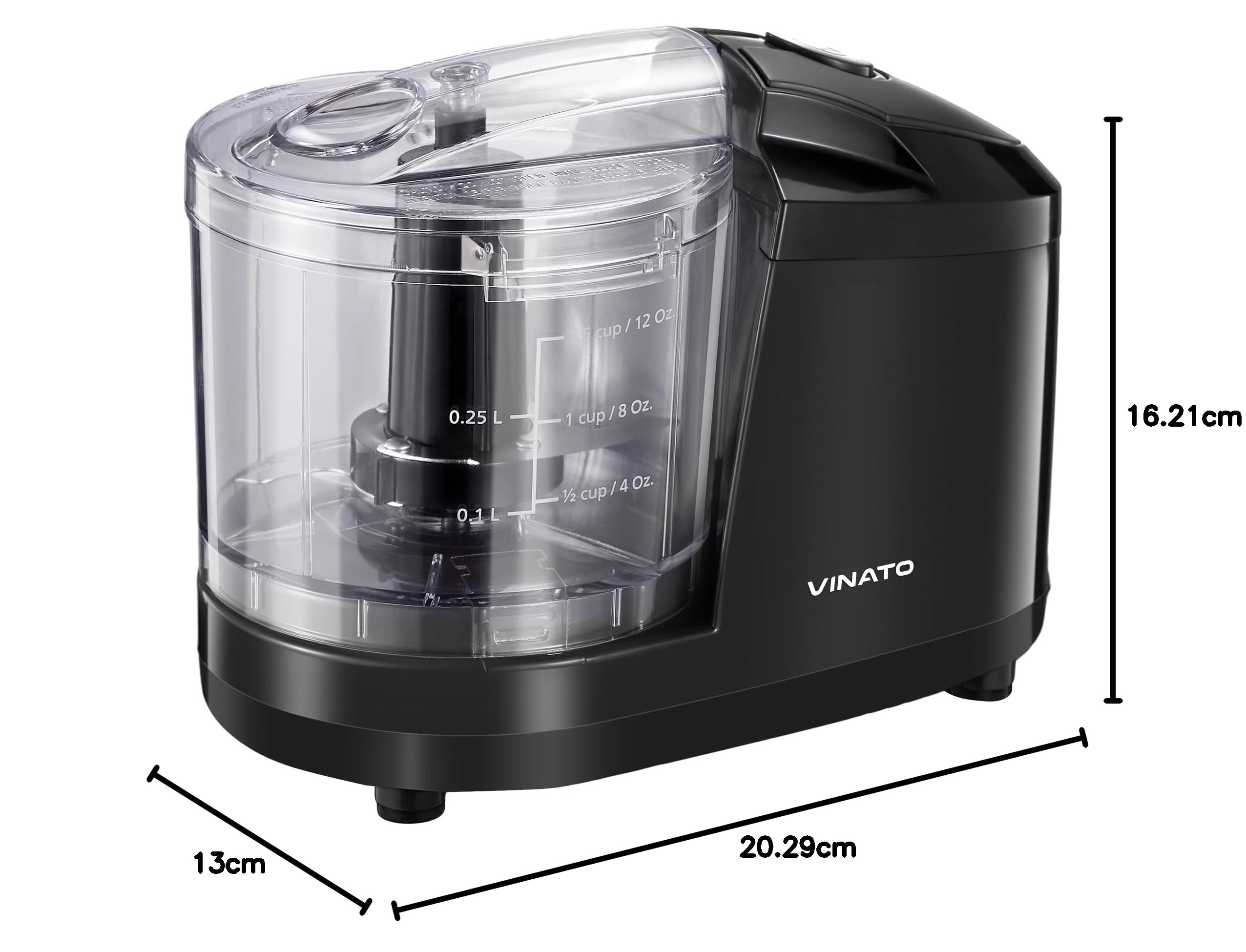 VINATO Tritacarne da Cucina Elettrico, con Capacità di 350 ml, Mini Tritatutto Multifunzionale per Macinare Carne, Cipolle, Frutta e Verdura