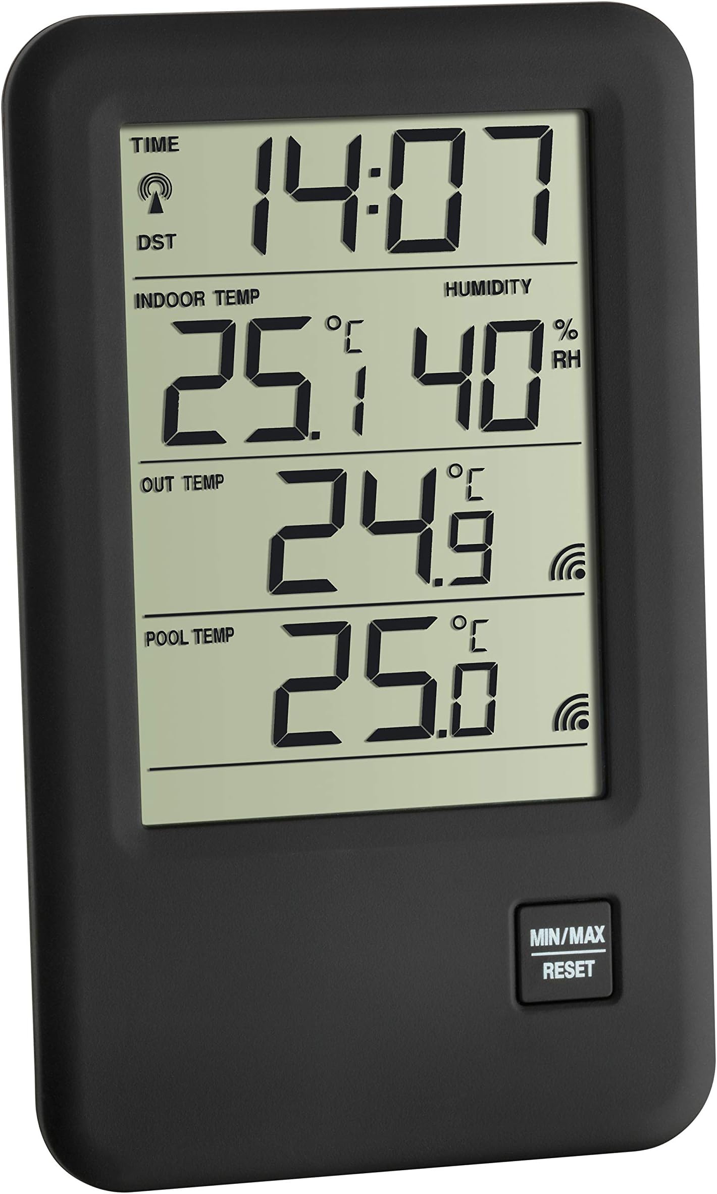 TFA Dostmann Wireless Pool Thermometer Hygrometer Malibu 30.3053 (black)