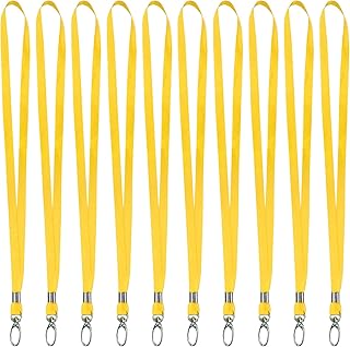 10Pcs Neck Strap Lanyards with Swivel Metal Clip, Office Badge Lanyard for Staff, Durable Lanyards for Neck, Nylon Bulk Lanyards for Camera USB Key Keychain Name Tag ID Card Badge Holder (Yellow)