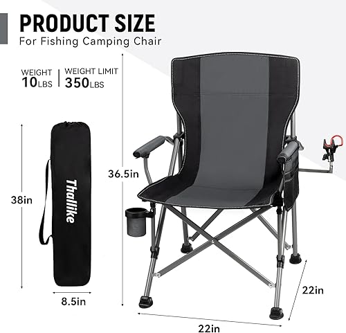 Miniatura 2 de Silla de pesca con soporte de caña ajustable de 360 mejorado, sillas plegables de pesca en hielo para adultos, silla de camping portátil con