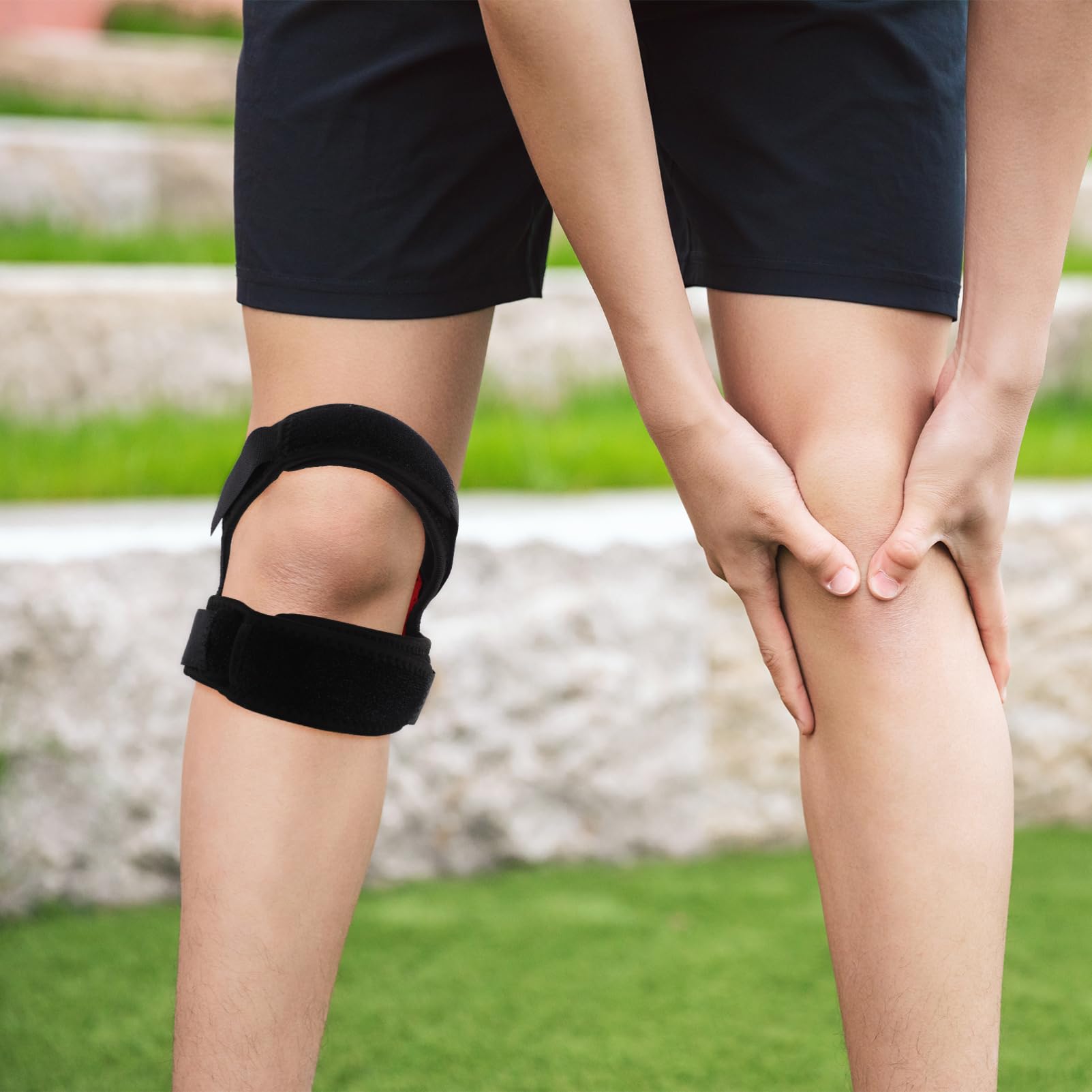 Healeved 4pcs Adjustable Patella Knee Brace Support Strap for Running Basketball Weightlifting Compression Design Ergonomic Fit for Joint Stability Injury Prevention