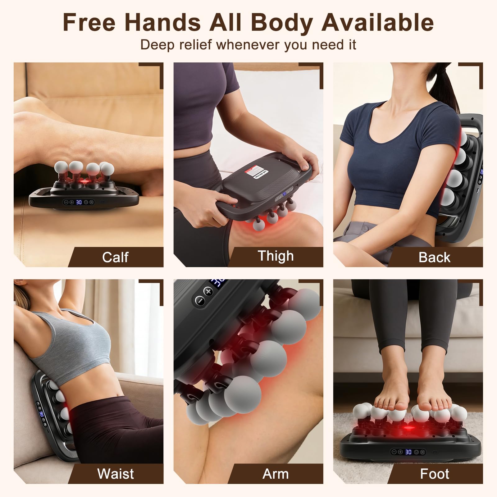 16 Kopf Massagepistole Set, Deep Tissue Massage Gun Tragbar mit 3 Modi & 30 Intensitäten, Tragbares Leises Percussion Massagegerät für Beine, Taille, Rücken, Nacken, Gesäß Muskeln Müdigkeit