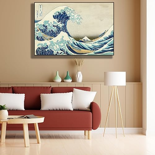 Miniatura 3 de Hokusai - Lienzo decorativo para pared, póster de gran ola de Kanagawa, póster de decoración de arte japonés, pintura flotante japonesa, decoración
