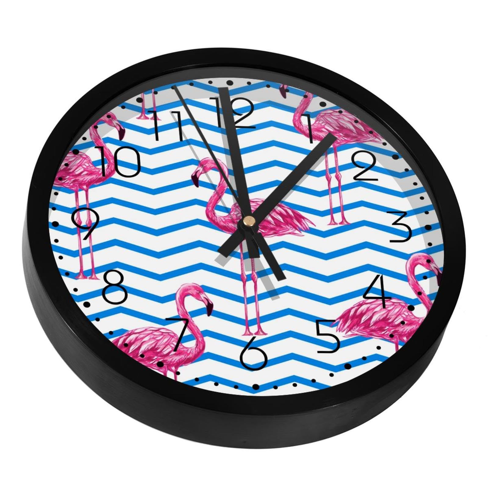Horloge murale silencieuse flamants roses bleu pour décorer votre salon