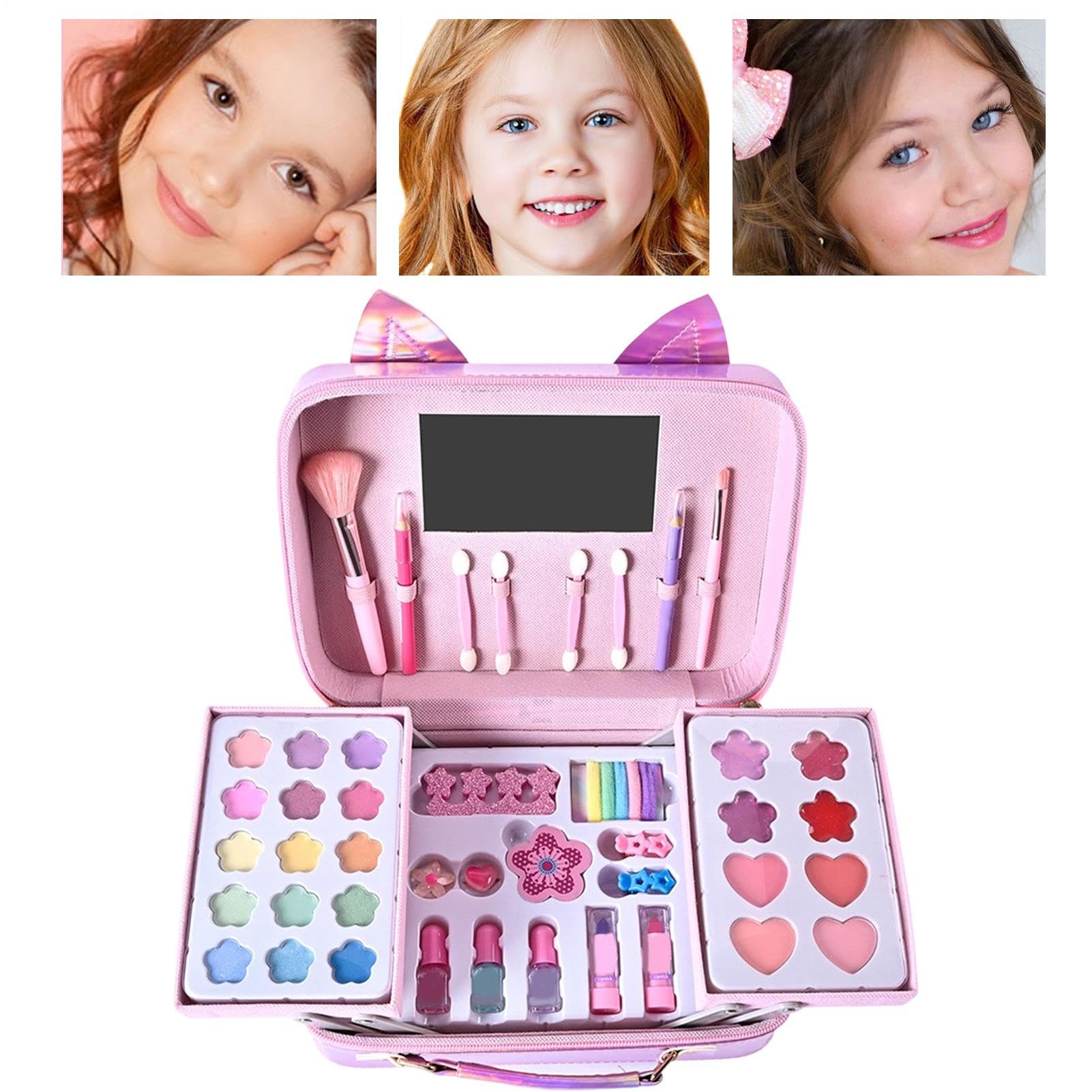 Kit Di Trucco Per Bambini Giocattolo Cosmetico Reale con Borsetta a Forma | Trucco da Principessa per le Ragazze Per Giochi Di Imitazione Compleanni Feste E Travestimenti