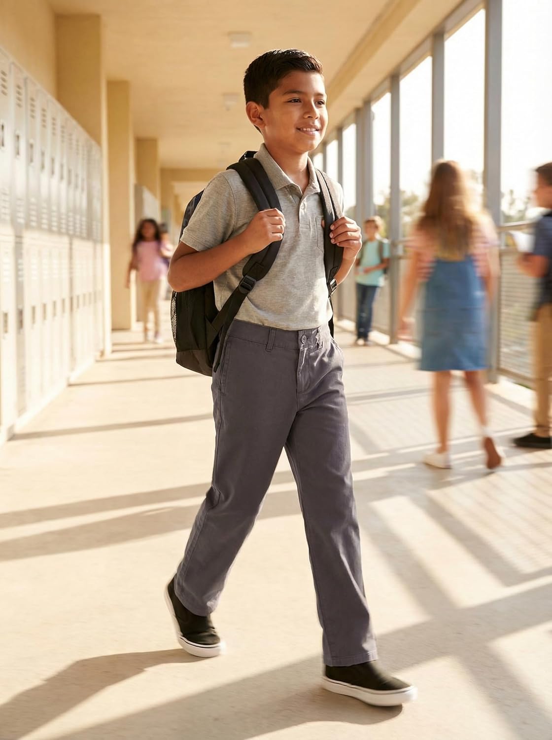 Bienzoe Boys School Uniform Pants: Kids Adjustable Waist Cotton Regular Slacks - Image 5