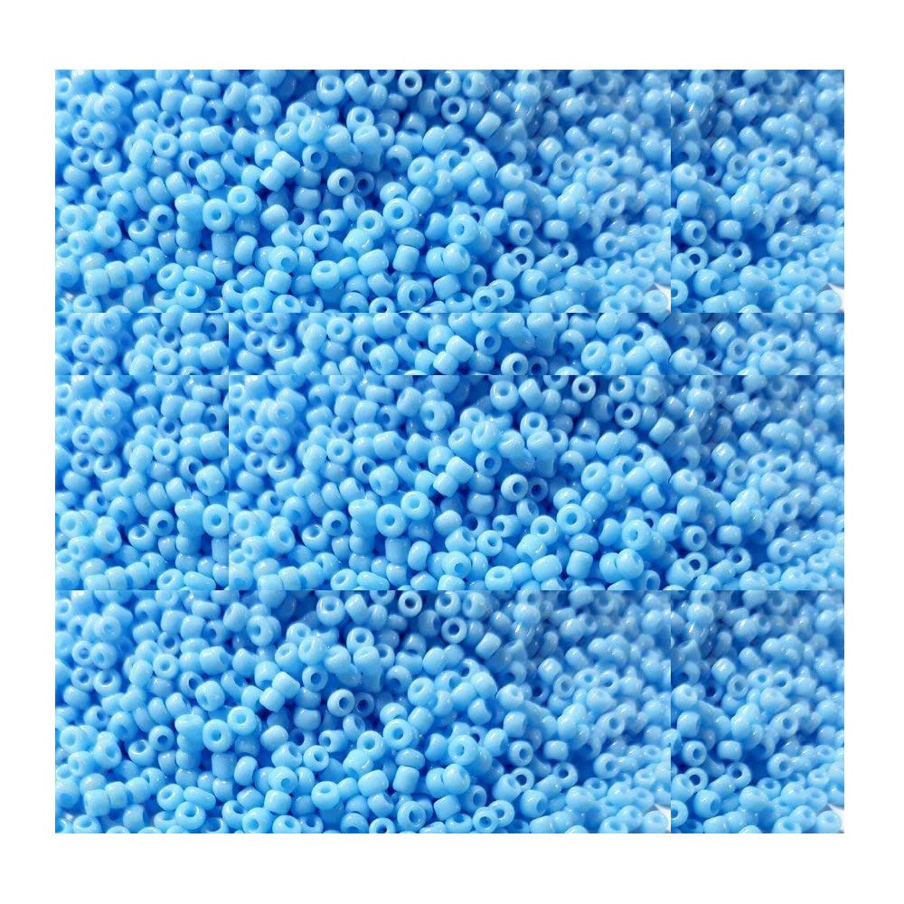 The Design Cart Turquoise Opaque Round Rocaille Seed Beads for Jewelry Making, Bracelet, Necklace, Dress Material,Embriodery Size-8/0-3.0 mm, Pack of 450 Grams-image-3