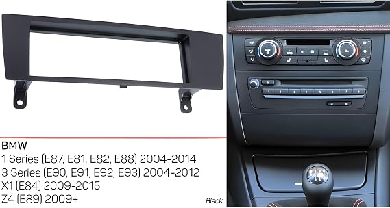 Sound-way Single DIN Car Radio Frame Installation Kit, 1 DIN Front Panel Frame, ISO Connector Cable, Antenna Adapter, compatible with BMW 1 and 3 series, X1, Z4