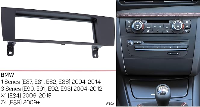 Sound-way Single DIN Car Radio Frame Installation Kit, 1 DIN Front Panel Frame, ISO Connector Cable, Antenna Adapter, compatible with BMW 1 and 3 series, X1, Z4