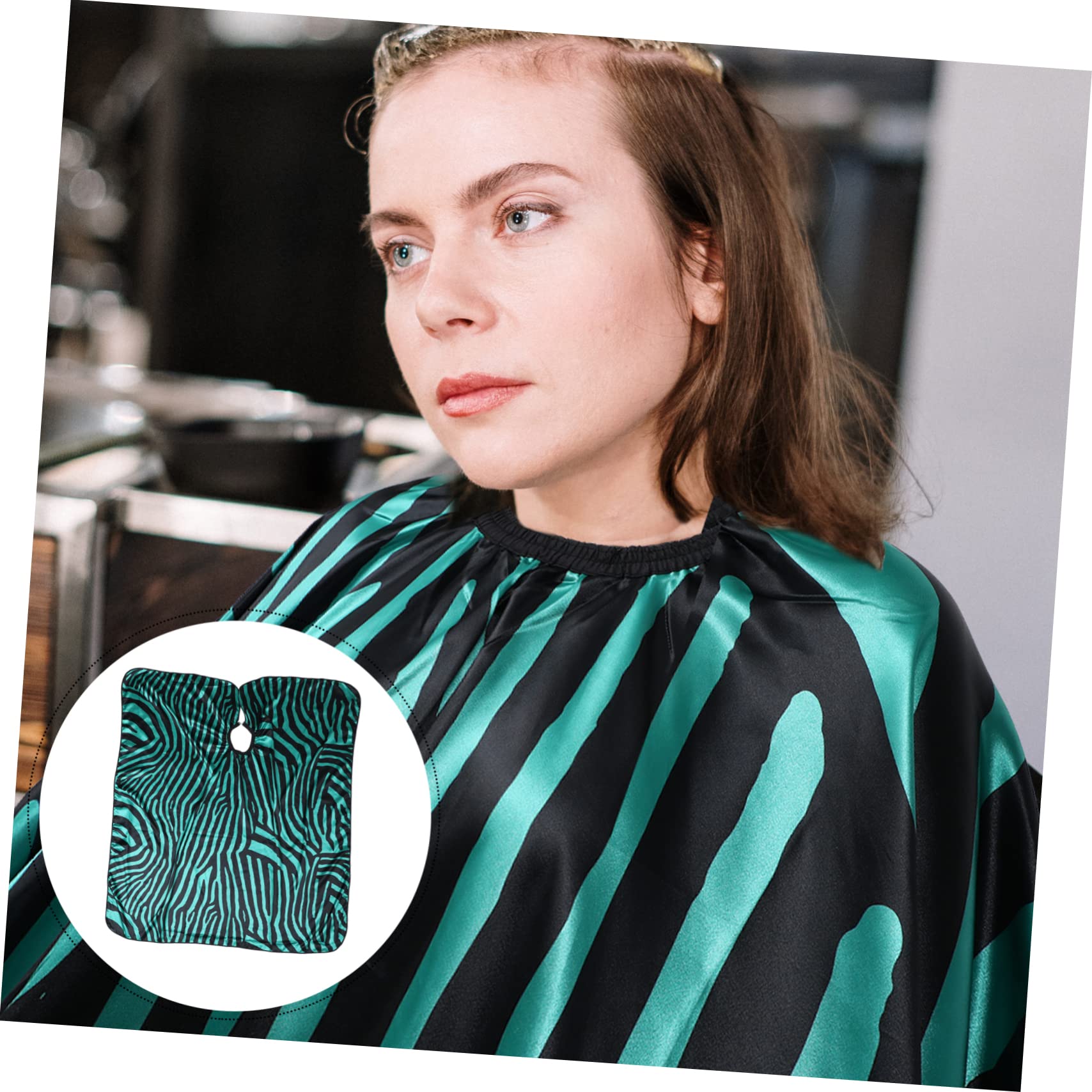 Healvian Cape de Coiffure Imperméable en Satin Vert à Col Réglable | Respirant, Garde les Vêtements Propres et Secs, Finition Élégante pour Salon