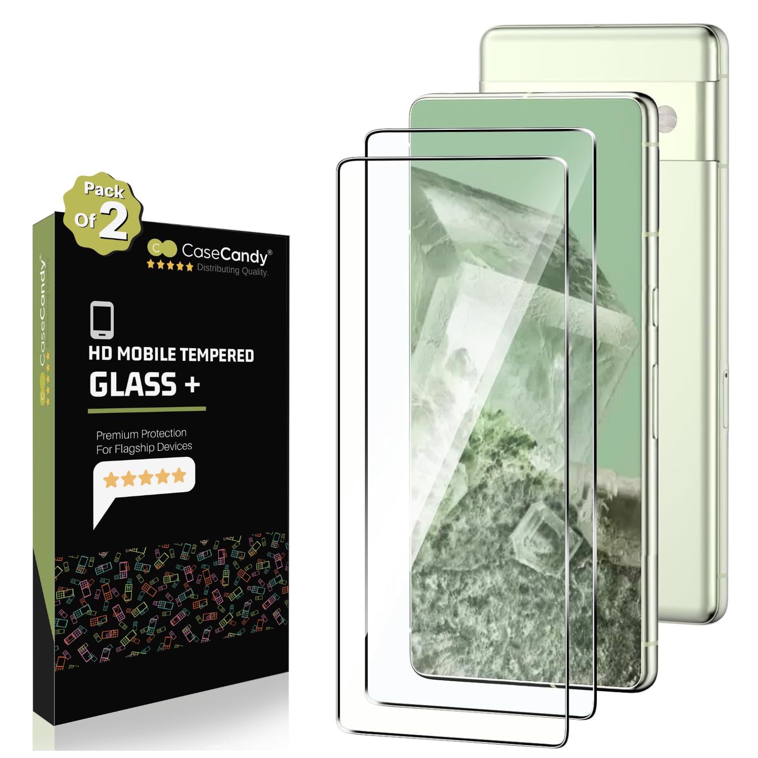 Casecandy -(Pack 2 Tempered Glass Screen Protector For Pixel 8|Hd Google Pixel 8 Smartphone Tempered Glass Screen Guard-Fingerprint Working/9H Hardness (B0CKNT4WZG) Amazon Price History, Amazon Price Tracker