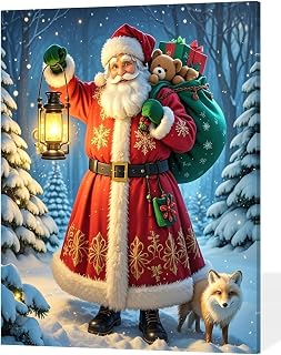ACANDYL Santa Claus DIY Paint by Numbers Kit for Adults Beginner Paint by Number for Adults Canvas Painting by Number DIY Acrylic Oil Painting on Canvas Arts Craft Decoration Christmas 16x20 Inch
