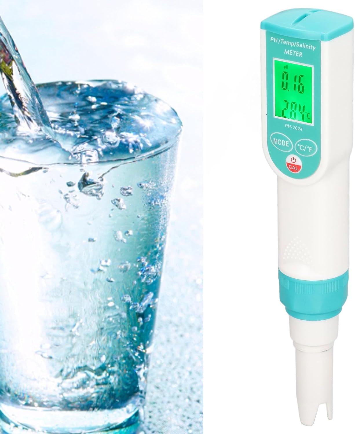 3 in 1 Salinity Temperature Tester, Water Quality Tester High Accuracy IP65 Waterproof Portable Digital Water Quality Meter for Home and Laboratory