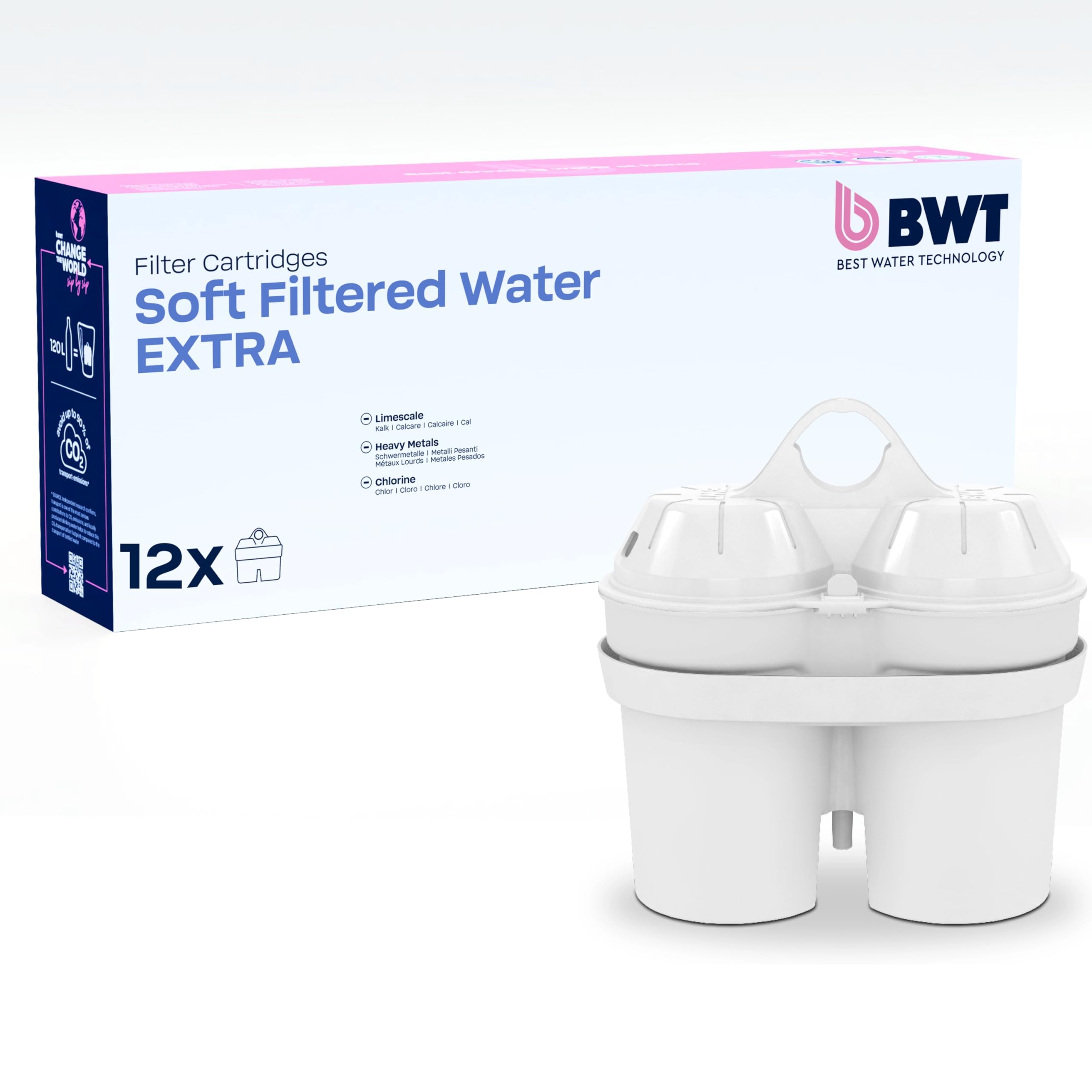 BWT cartucce filtranti – 12 pezzi SOFT FILTERED WATER EXTRA | Compatibili con brocche filtranti per acqua potabile | Riduce cloro, calcare, metalli pesanti | Per un gusto fresco e naturale