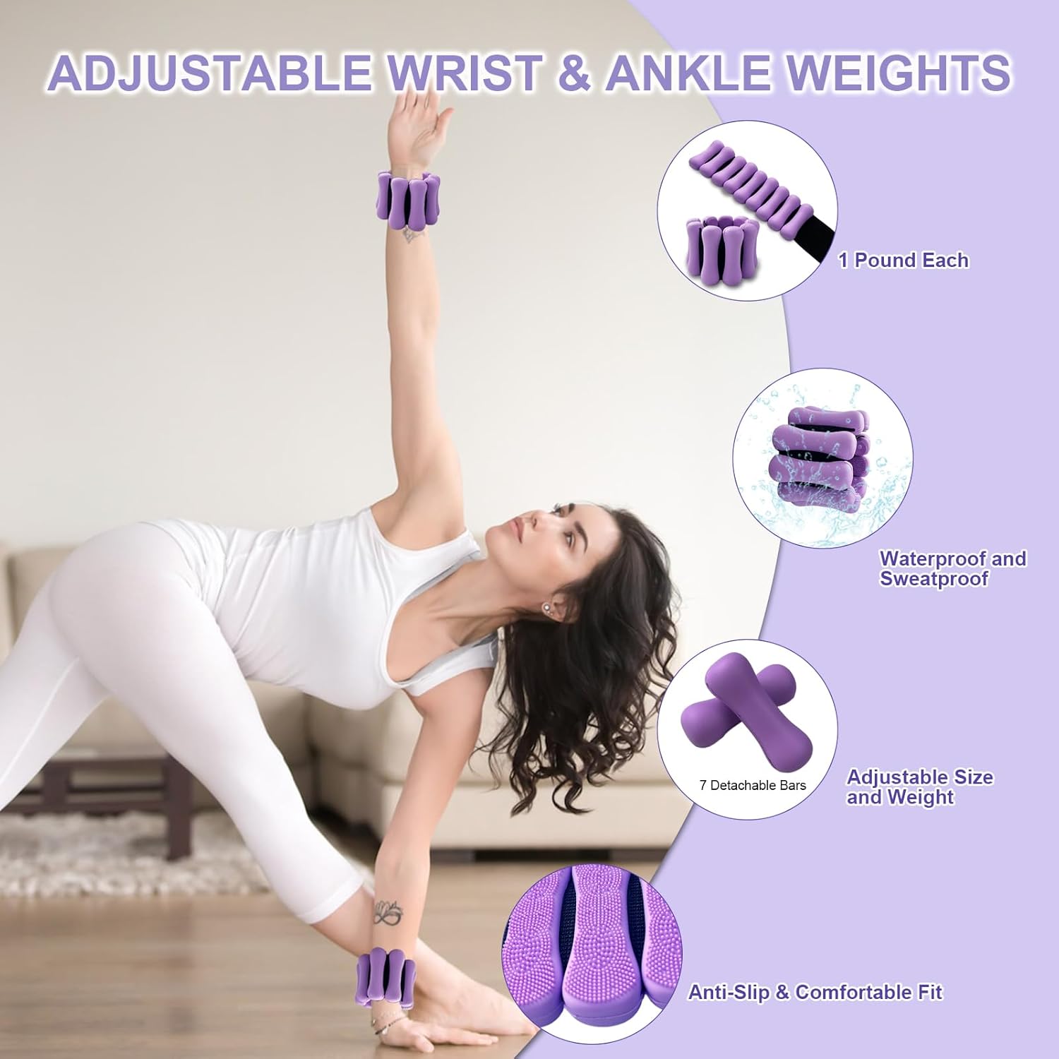 Pilates Equipment Kit for Home Workout, Pilates Ring and Ball Set with Adjustable Ankle Wrist Weights, Resistance Bands, Tape Measure, Bag, Pilates Essentials Accessories for Women Yoga - Image 4