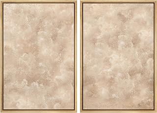 MUDECOR Framed Canvas Print Wall Art Neutral Abstract Minimalist Beige and Cream Tones Illustrations Modern Art Decorative Bohemian Colorful Chic for Living Room, Bedroom, Office - 24"x36"x2 Natural