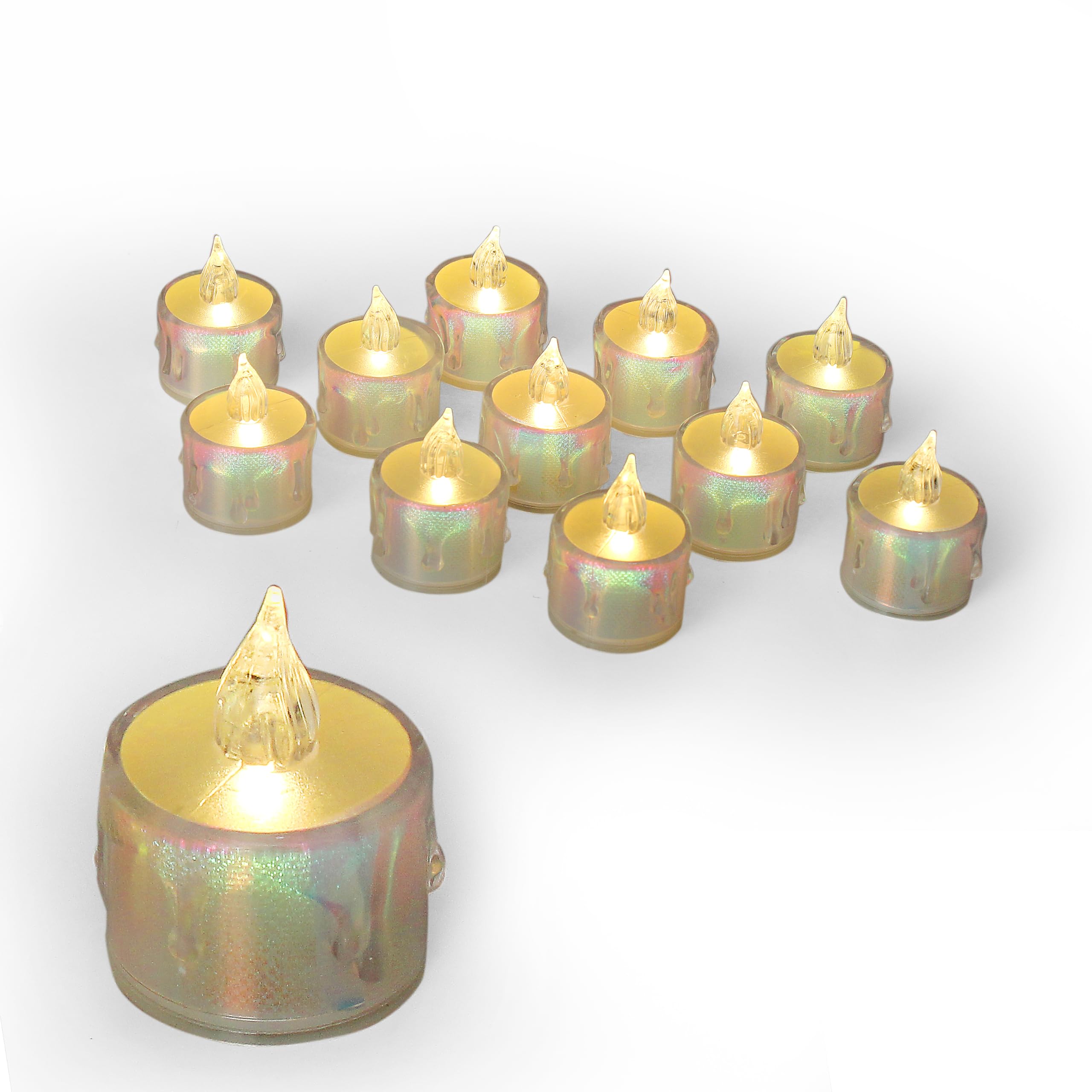 EYUVAA LABEL Crystal LED Candle, Transparent Acrylic Led Tealights Candle, Flameless & Smokeless Decorative Candles for Home Décor, Diwali Decoration, Weddings, Parties (12) 4