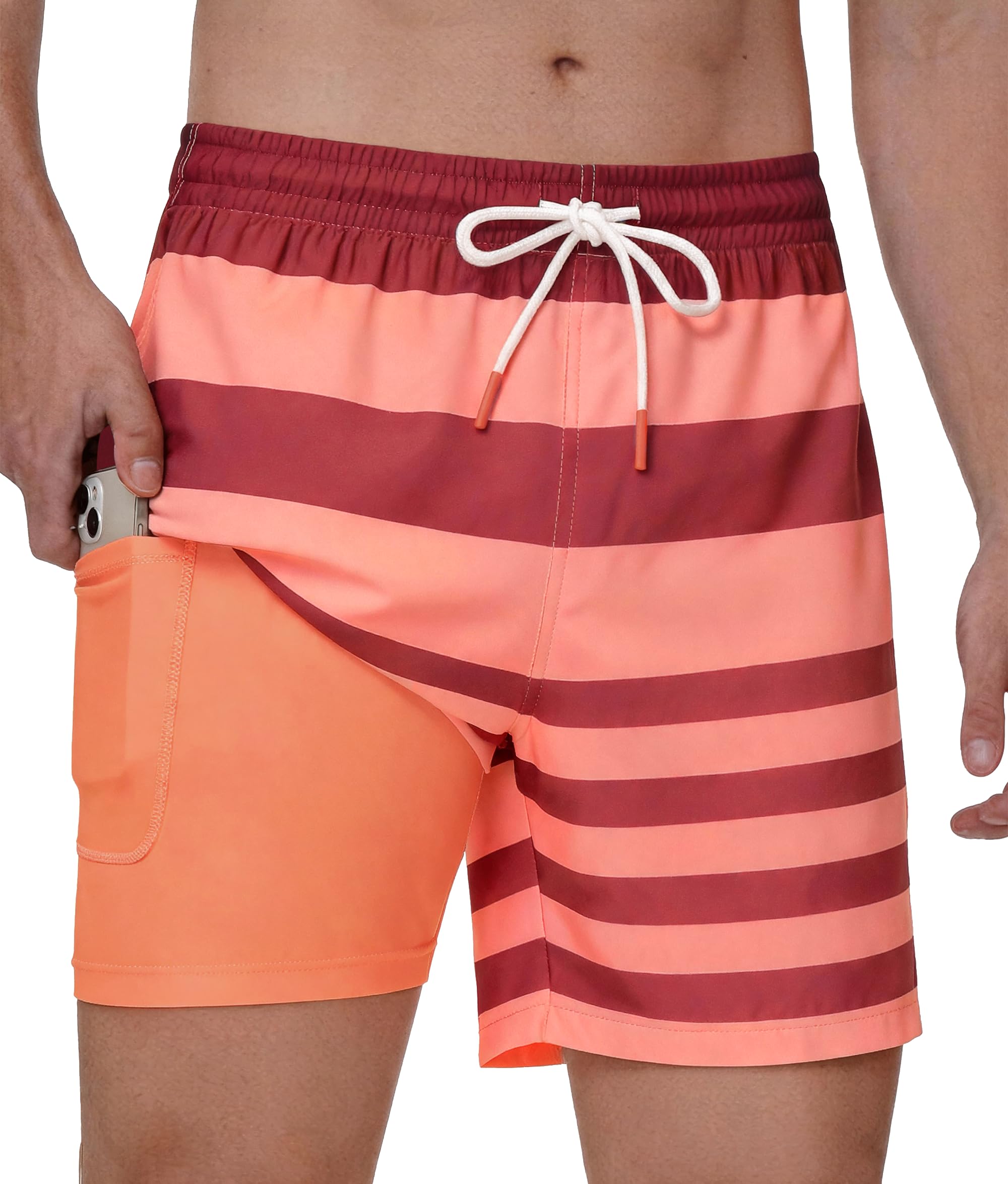 Zoofly Schwimmhose Herren mit Innenhose und 4 Taschen Badehose Männer Schnelltrocknend Atmungsaktiv Badeshorts