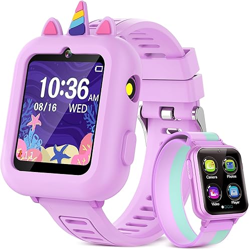 Reloj Inteligente para Niñas Regalo de 3-12 Años con 39 Juegos Despertador Cámara Video Reproductor de Música Podómetro Linterna 12/24 hr Pantalla de Sedzofan