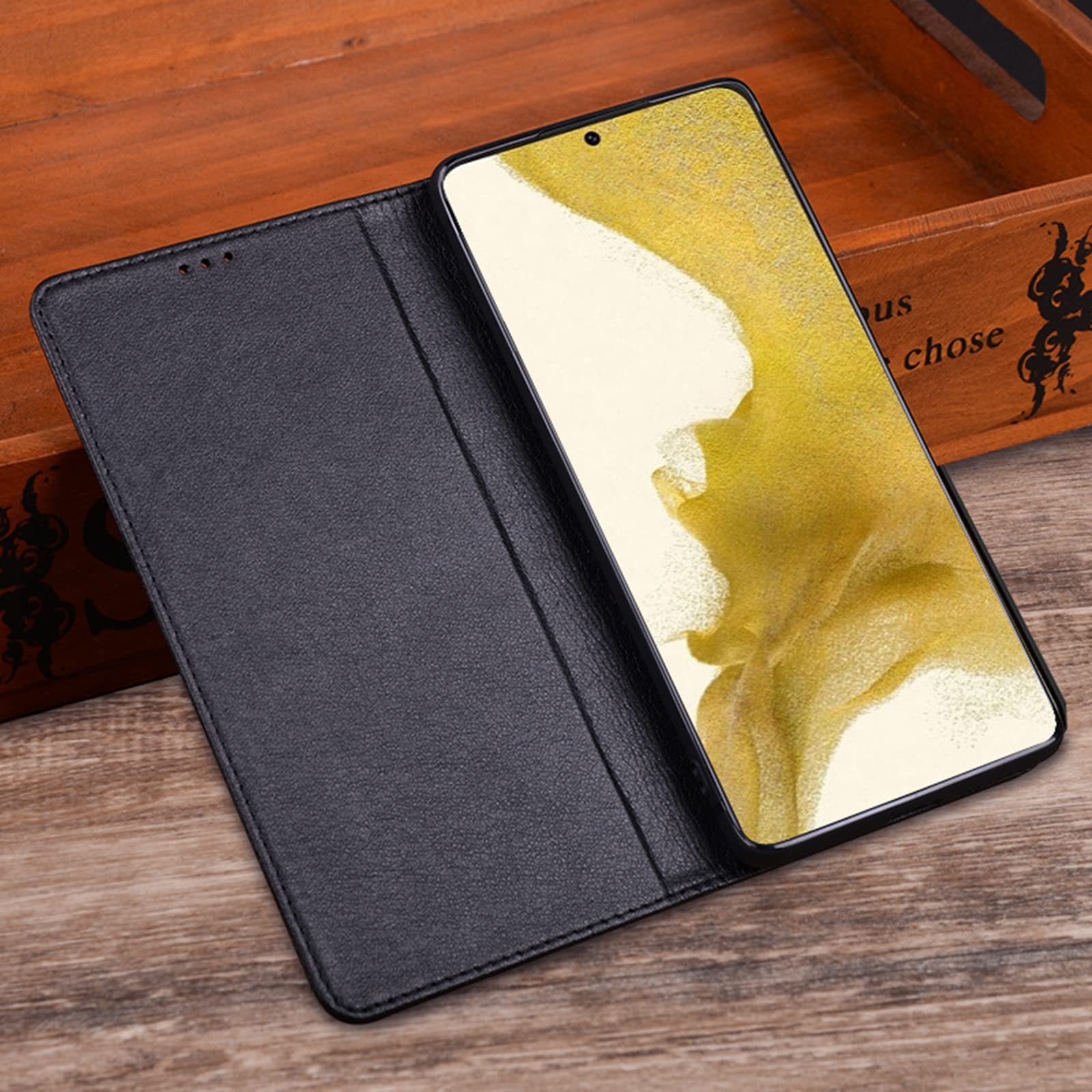 Etui do Samsung Galaxy S22/S22 Plus/S22 Ultra, wysokiej jakości skóra bydlęca, prawdziwa skóra, z klapką, stojak, etui na telefon z odporną na zarysowania, miękką wyściółką z mikrofibry, szare, S22 Ultra 6,8"