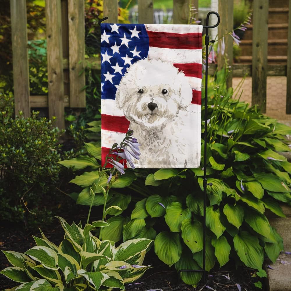 Caroline's Treasures CK1740GF Patriotic USA Bichon Frise Garden Flag Mailbox Flag Decorative Yard Flag Banner Outside Patio Artwork Yard Flower Beds, Garden Size, Multicolor