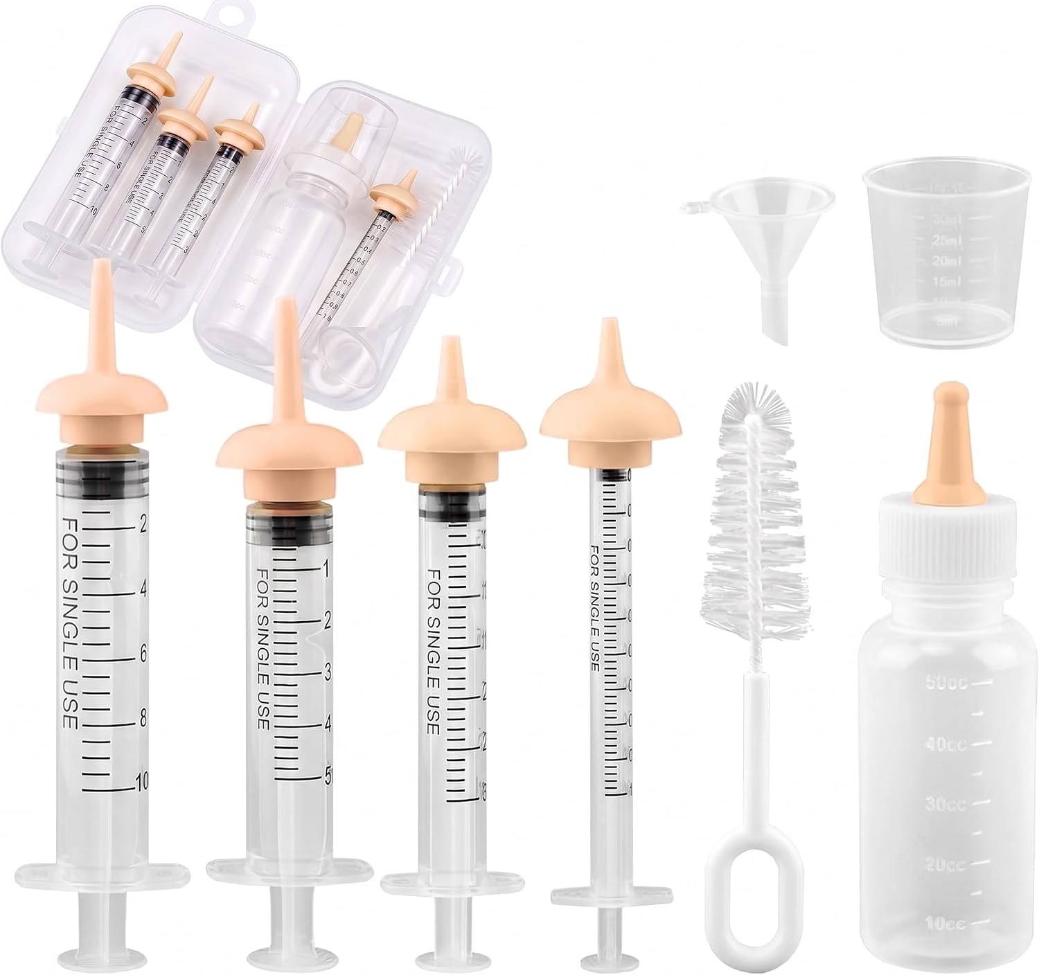 Newborn Kitten Feeding Kit, Puppy Nursing Bottle Set with Silicone Nipples,