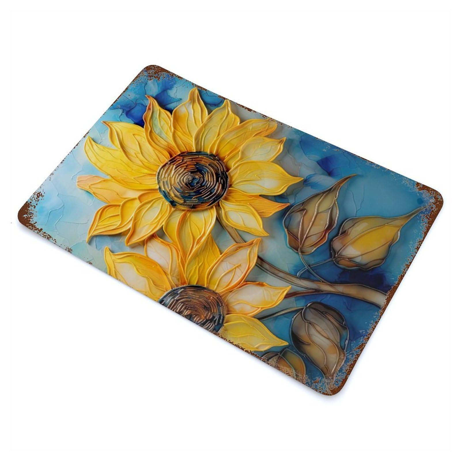 Sunflower ART 11.8"x7.9" Rusty Metal Tin Sign, Novelty Wall Decor for Cafe, Home Bar And Lounge Decor