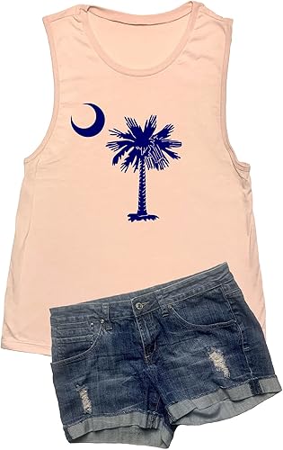 Miniatura 2 de Camiseta sin mangas para mujer con logotipo de la bandera de Carolina del Sur Palmetto Moon Logo Carolinian Signature