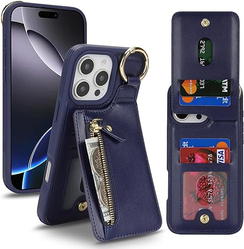 Jaorty for iPhone 16 Pro Max Phone Case with Card Holder,Case Wallet for iPhone 