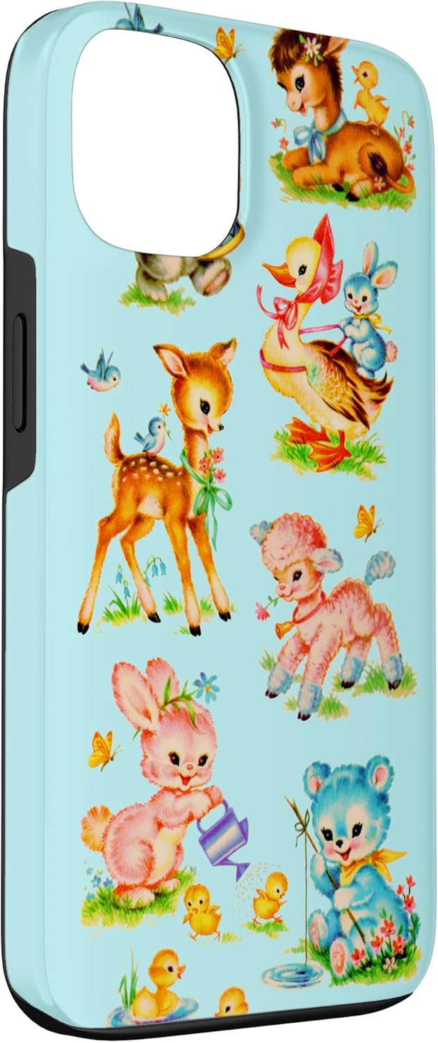 Vintage Baby Animals Retro Nursery Animals Blue Coquette Case for iPhone 13