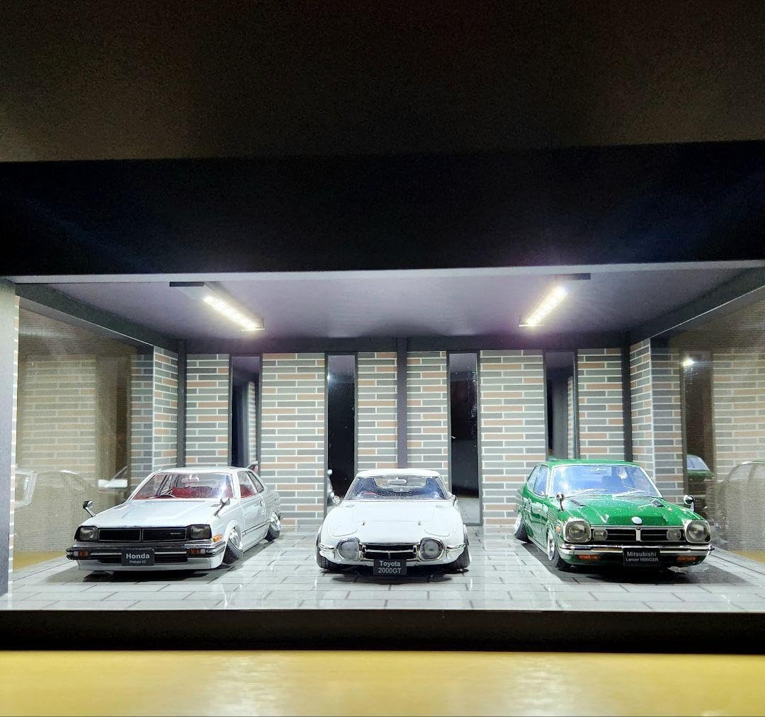 1/24 1/18 LED照明付 ショーケース ガレージ ジオラマ ショールーム