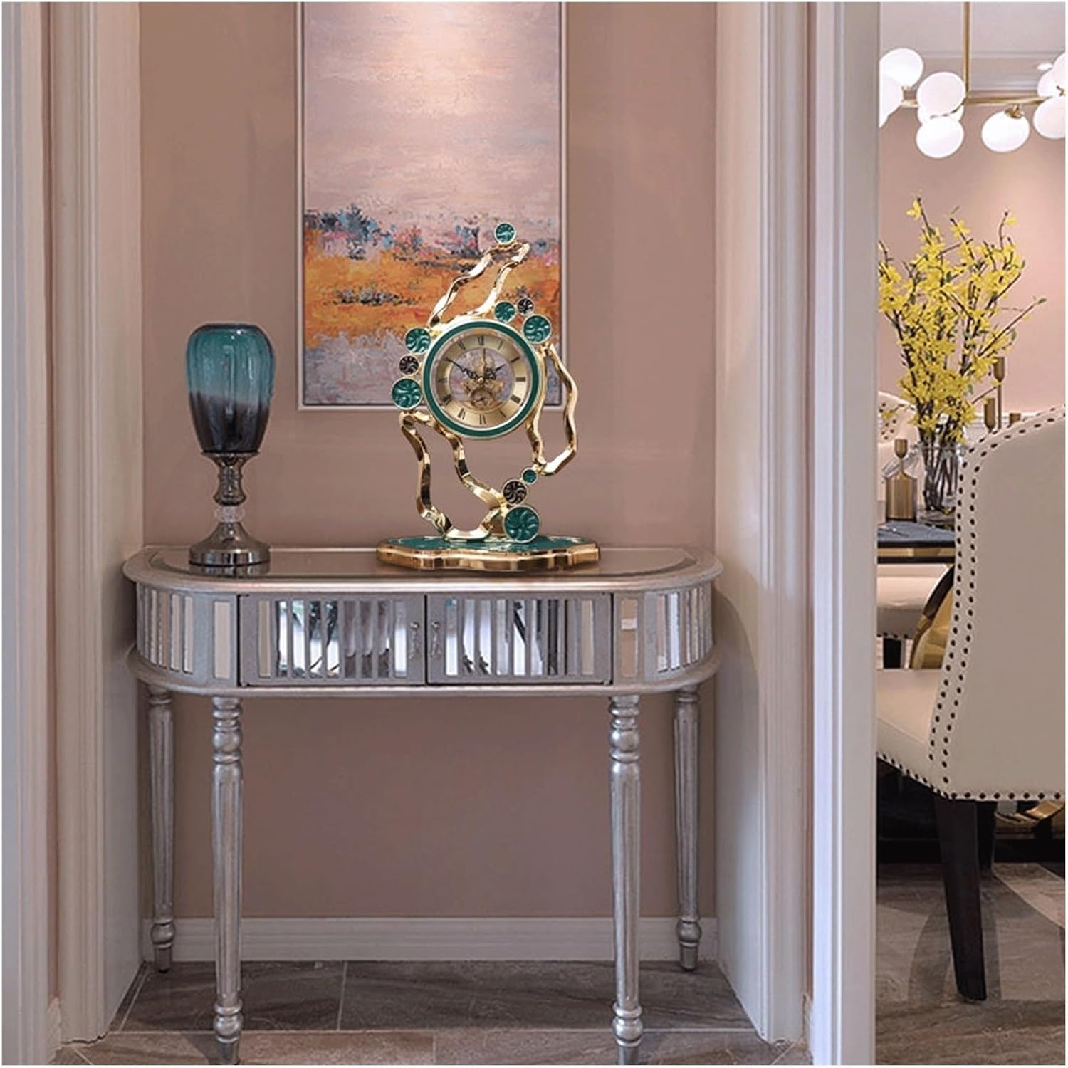 Desk Clock Vintage Analog Alarm Clock, Super Silent Non Ticking Small Clock with, Battery Operated, Simply Design, for Living Room, Bedroom, Bedside, Desk Seat Clock