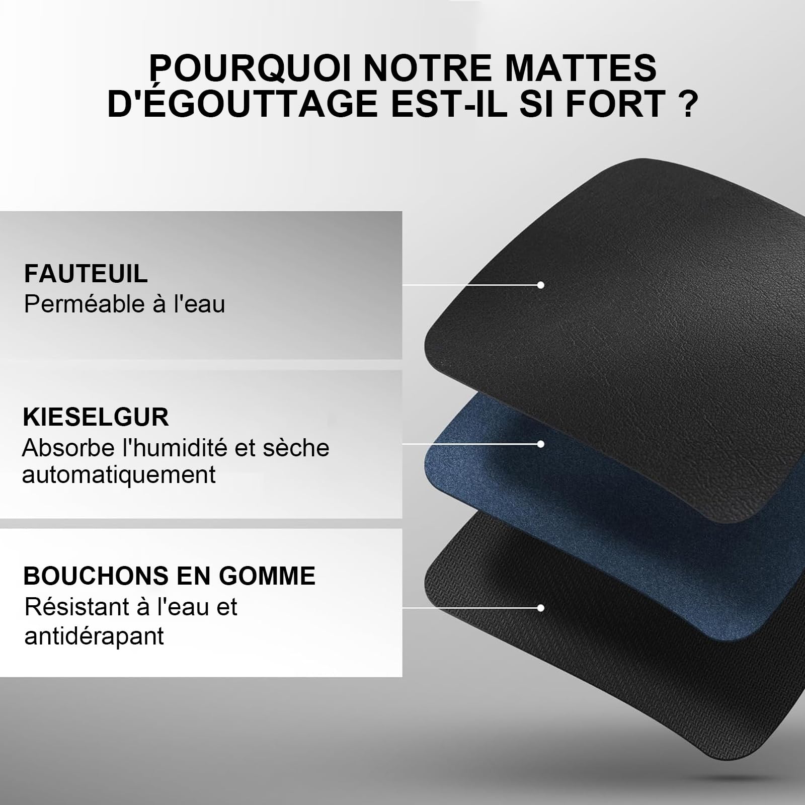 égouttoir à vaisselle 40x30cm, tapis de cuisine en diatomite résistant à la chaleur et antidérapant, absorption rapide de l'eau et facile à nettoyer égouttoir à vaisselle cuisine