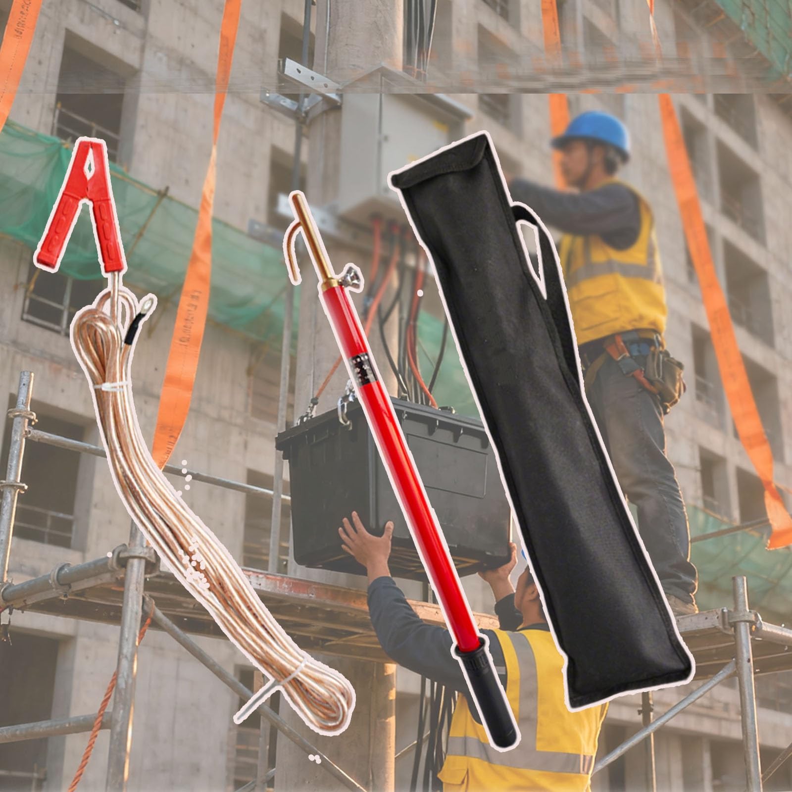 GTHTUHFD Portable Electrical Safety Telescopic Pole Tool, Epoxy-Insulated Discharge Pole With Copper Wire And Hook, Protection Against Electric Shock,size_name-35kV-1m(39.4in)