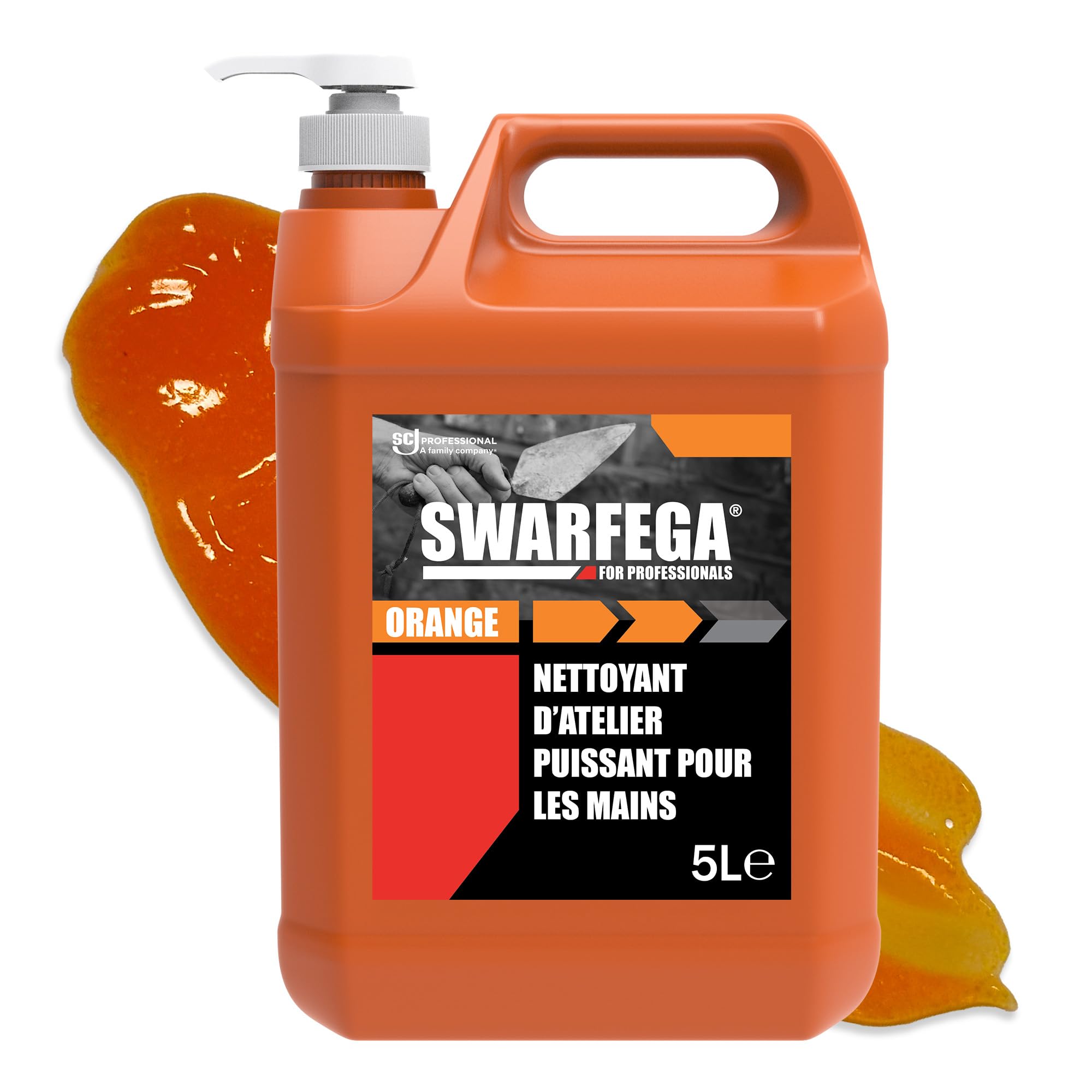 Swarfega Orange Pompe 5L – Nettoyant Mains Puissant, Sans Solvant, Particules Non Abrasives, Élimine Huile, Graisse et Saleté Industrielle, Système Pompe Hygiénique – Pour usage professionnel