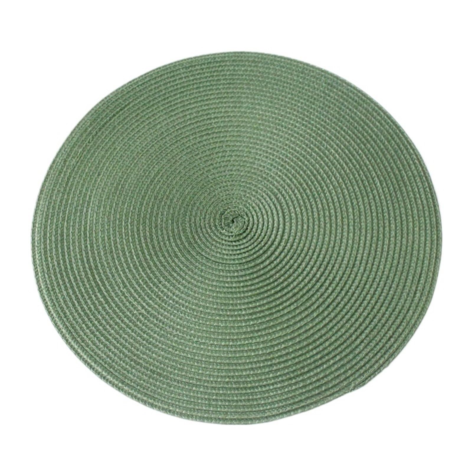 place mats for table Round Placemats For Dining Table Heat-Resistant Stain Resistant Anti-Skid Washable Cotton Woven Tableware Mat for Kitchen Restaurant Dining Table(Green)
