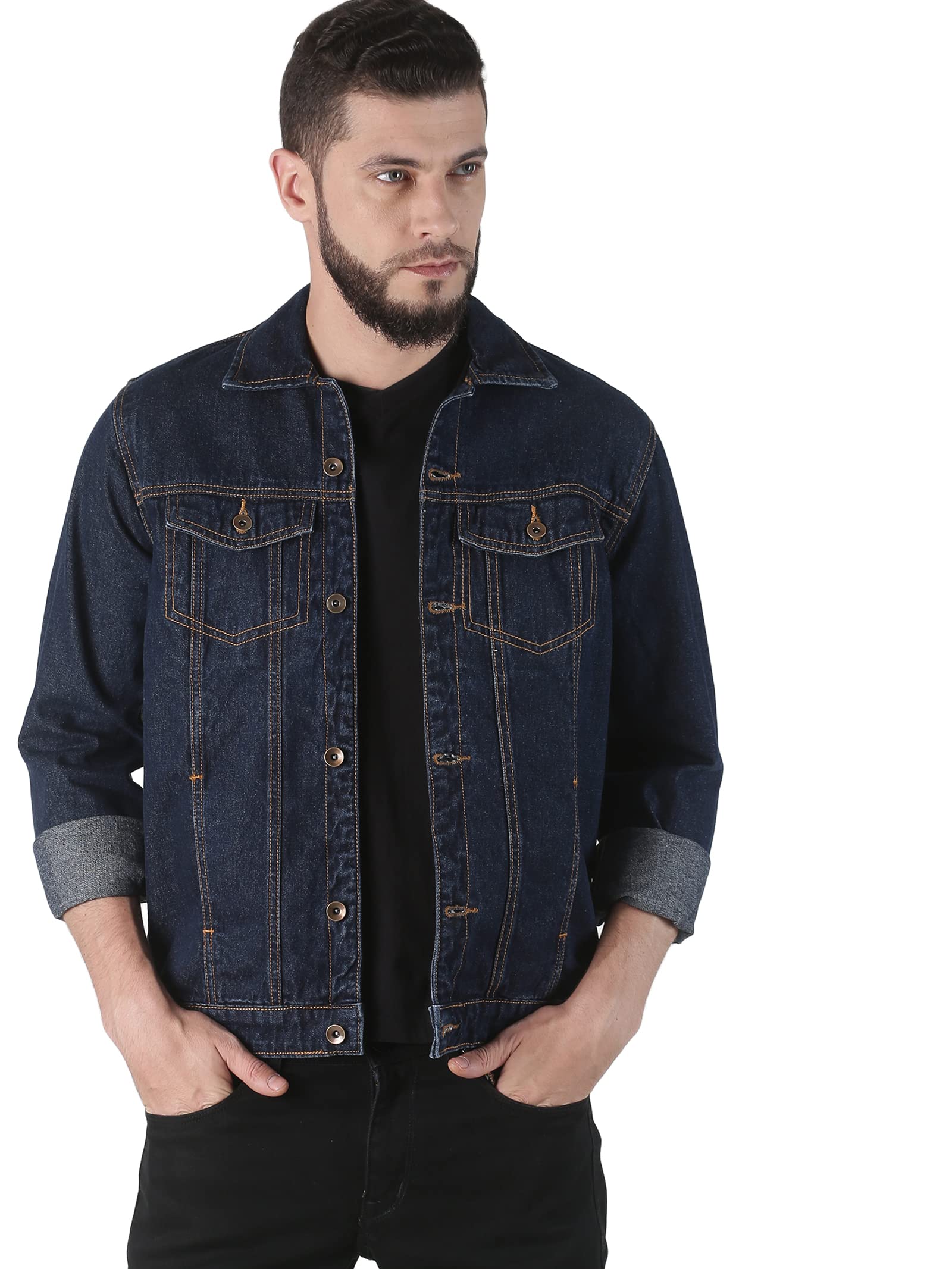 Men's Solid Regular Fit Denim Jacket